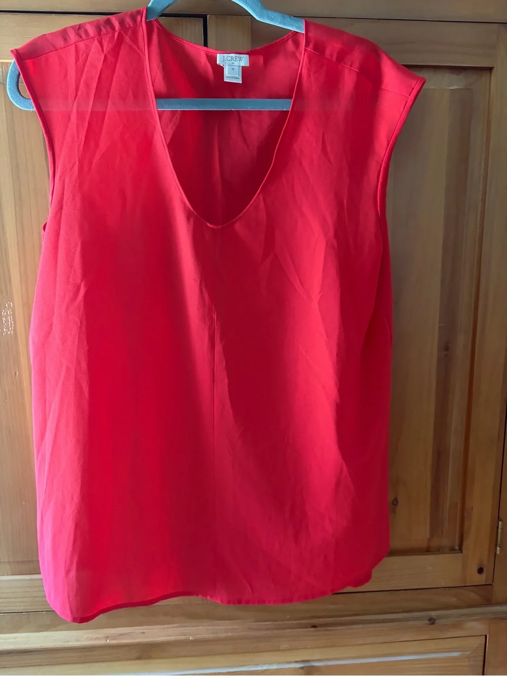 J. Crew Red Sleeveless V-Neck Blouse
